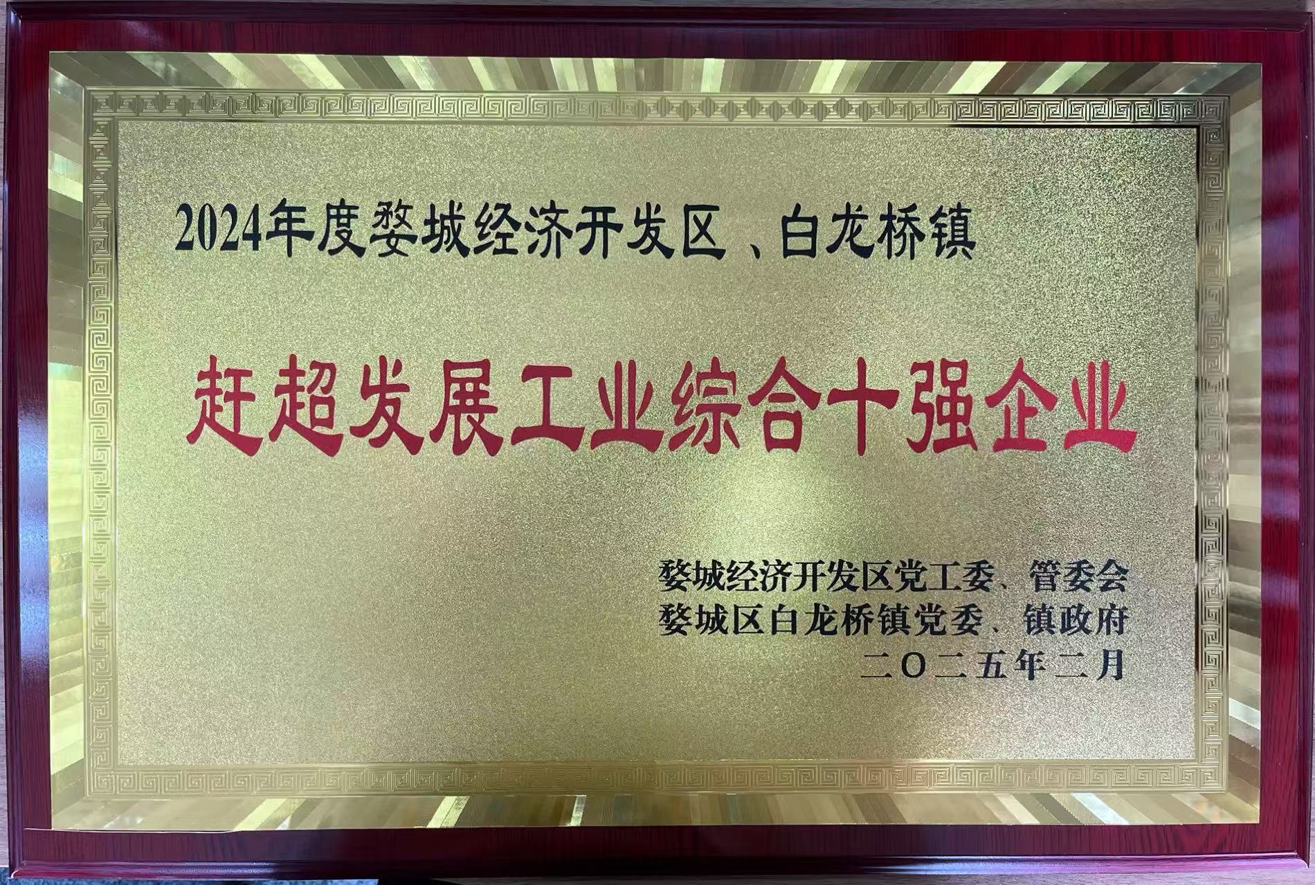2024年度婺城經(jīng)濟開發(fā)區(qū)、白龍橋鎮(zhèn)趕超發(fā)展工業(yè)綜合十強企業(yè)